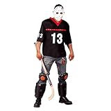 FIESTAS GUIRCA Hockey-Spieler Halloween Kostüm für Herren Halloween Horror Killer Gr. M/L, GröÃŸe:M