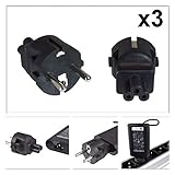 Stecker 2: 3-pin C5 Kleeblatt-Stecker, Micky-Stecker auch Cloverleaf für Monitore, Laptops, Notebooks oder Netzteile