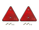 2er Set Dreieck Reflektor 15 x 13,5 CM Rückstrahler Anhängerdreieck Pkw Anhänger Dreiecke Katzenauge E-Prüfzeichen mit Schrauben