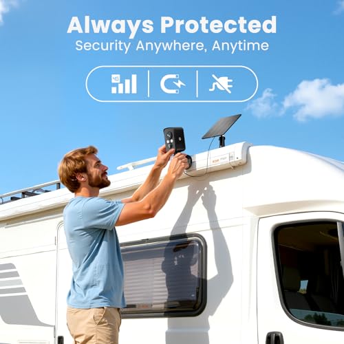Image of Cellular Security Camera Wireless Outdoor, No WiFi Need, Battery & Solar Powered, Magnetic, Free Human Detection, Free 7-Day Cloud /SD, Night Vison, Siren, 2-Way, IP65 Talk, 2K