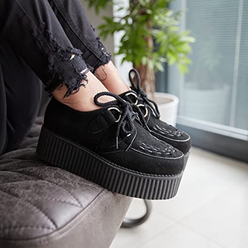 Women's Chunky Lace Up Platform Classic Creeper Shoes (Dr1) 10 Black #TOP7
