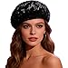 Sholeno Sparkly Sequins Beret Hat Glitter Mermaid Cap for Dancing Party Fancy Dress for Girls Solid Black A One Size