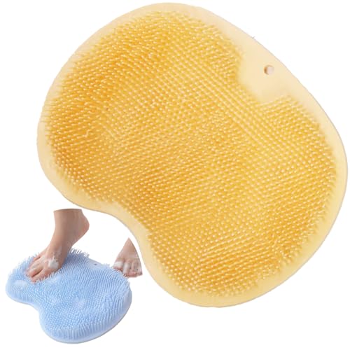 フットブラシ 足洗いマット ボディブラシ 足洗いブラシ 足の匂い消し フットケア シリコン 角質ケア かかとケア フットグルーマー フック付き 浴室 ニオイ予防 (イエロー)