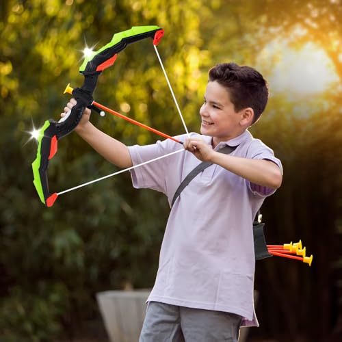 Bow and Arrow Set Kids, WDKXCN 2 Pack Archery Set Kids, LED Light Up Archery Bow, Archery Arrows with 20 Suction Cup Arrows, 2 Target and Quiver for Children Boys Girls (Blue and Green) - Image 6