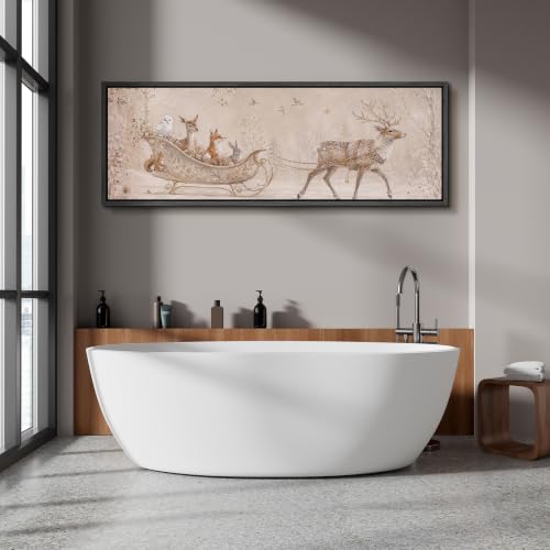 Image of MUDECOR Large Framed Canvas Print Wall Art Winter Sleigh for Living Room