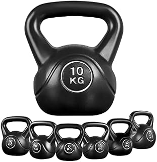 Yaheetech Coated Kettlebells HDPE Kettle Bells Heavy Weight Kettlebells for Home Gym Fitness,6kg/8kg/10kg/12kg/16kg/20kg, Black