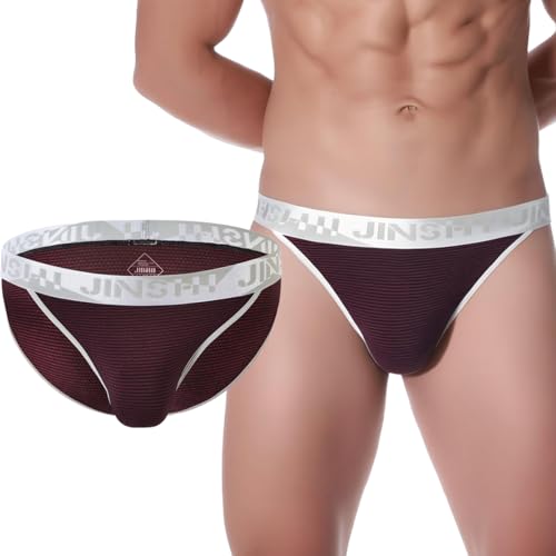 Mens Sexy striped Briefs Bulge Enhancing Pouch Underwear Low Rise Bikini Underwear for Men