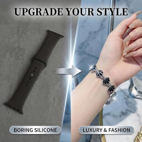Bracelet iWatch pour femme en acier inoxydable élégant avec motifs cœur - 4