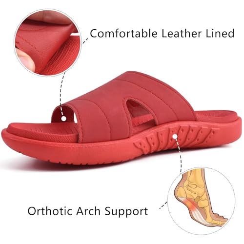 Image of KuaiLu Womens Fashion Orthotic Slides Ladies Athletic Yoga Mat Memory Foam Walking Sandals Thick Cushion Recovery Summer Beach Slippers Comfortable Plantar Fasciitis Arch Support