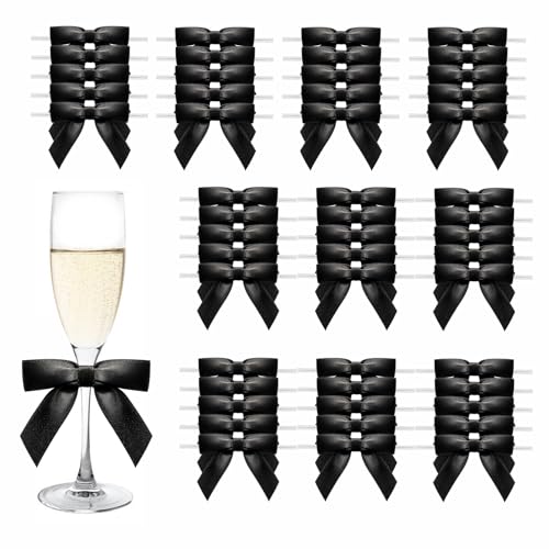 MORSUNBELA 50 Stück Schwarze Geschenkschleifen