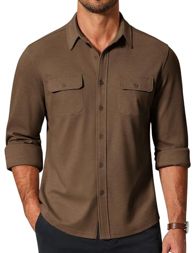 COOFANDY Mens Long Sleeve Shirts Casual Button Down Shirt Wrinkle Free Dress Shirt with Pocket