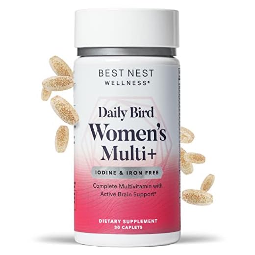 Daily Bird Women's Multivitamin with B12, without Iron or Iodine, Vegan, Iron Free Organic Blend, Once Daily Methylated Vitamins, 50 Women Multivitamin, Includes Bonus Smart Brain Guide, 30 Ct