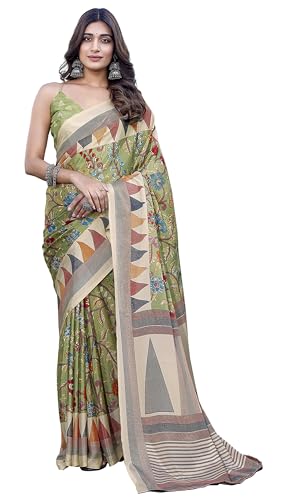Sari indien femme mousseline soie imprimée vêtement traditionnel fête