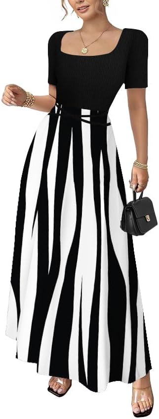 Summer Dresses for Women 2026 Elegant Classy Waist Tie Slim Fit Maxi Dress Splicing Exotic Silk Hem