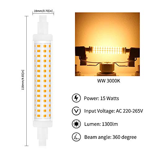 Bonlux R7s 118mm LED Bulb Linear Warm White 3000K Double Ended Base 15W J118 J Type Super Bright Floodlight 120W Halogen Lamp Replacement for Garden, Garage, Parlor, Non-Dimmable 240V (2-Pack