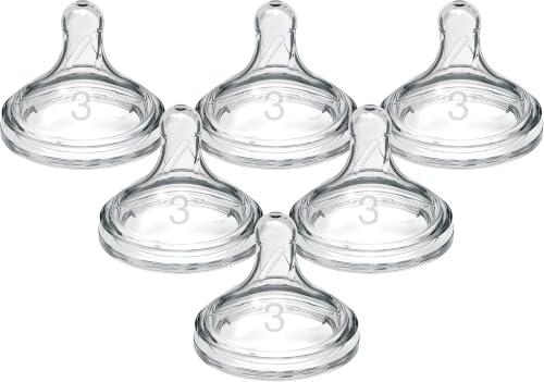 Image of Dr. Brown's Natural Flow Level 3 Wide-Neck Baby Bottle Silicone Nipple,Medium-Fast Flow,6m+. 100% Silicone Bottle Nipple,6 Count (Pack of 12)