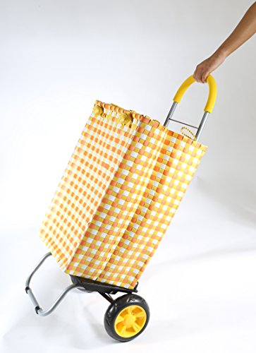 Image of dbest products Trolley Dolly Shopping Grocery Foldable Cart Storage Mom, Blue Polka Dot
