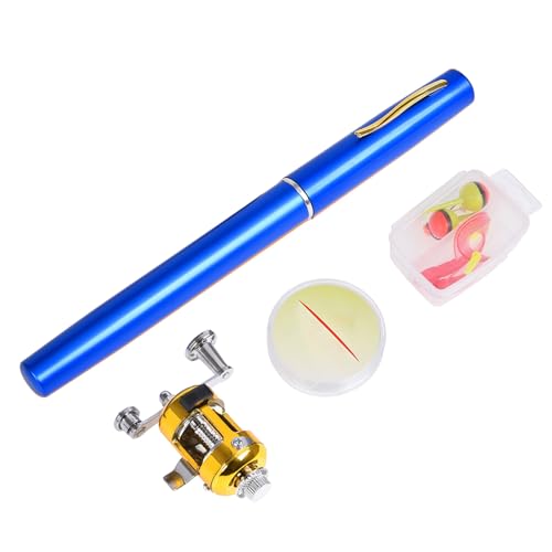Caña de pescar de bolsillo, mini cañas telescópicas | Combo de caña de bolígrafo portátil y carrete, equipo de pesca compacto de viaje, poste de bolsillo ligero para senderismo, camping, mochilero