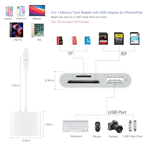 image for SZHAIYIJIN SD Card Reader for iPhone, Memory Card Reader with USB Came
