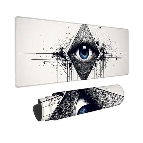 Mousepad 90 x 30 cm Gaming Mauspad mit Genähten Kanten, Augen. Mouse Pad Verlängertes Großes Mousepad XXL, Gaming Mauspad mit rutschfeste Gummibasis Schreibtisch Zubehör, Geschenke für Männer B-854