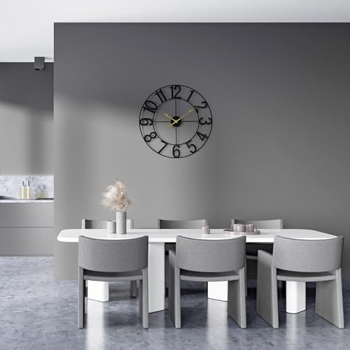 Sorbus Large Wall Clock, Metal Frame, Battery Powered (16 Inch, Black) - image 2