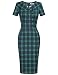 MUXXN Women's 1940s Bodycon Slim Midi OL Work Dress (Green Plaid L)