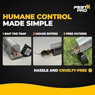 Pest-X Pro Move-A-Mouse Humane Mouse Traps [4 Pack] - Longer No-Kill Mouse Trap with Safe Upward Door - Easy Setup, Reusable, Indoor & Outdoor Humane Mouse Traps for Mice