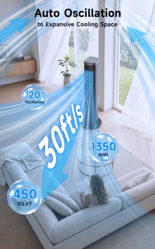 Image of Windowless Portable Air Conditioner w / 5 Mode&3 Speed, 12H Timer, 120 Oscillating Evaporative Air Cooler, LCD Touch Control & 28FT Remote, 4L Water Tank Swamp Cooler Air Conditioner for Room