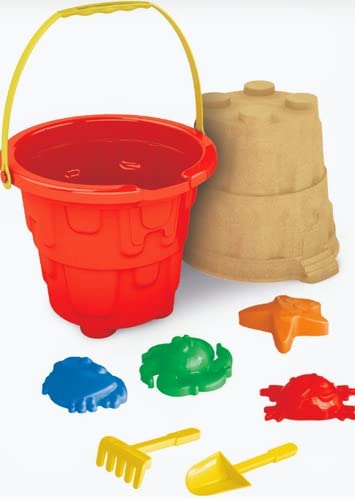 GGB Plast Balde De Praia Infantil Baldinho Com Alça E 6 Brinquedos, Multicor