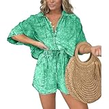 Conjunto de pantalones cortos con cordones casuales y cómodos para mujeres: la parte superior y los pantalones cortos se pueden usar solos con otras prendas o como un conjunto, agregando versatilidad al atuendo. Con los accesorios y zapatos adecuados, puede crear una variedad de estilos casuales o urbanos