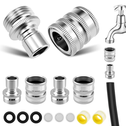 3/4 Inch GHT Stainless Steel Garden Hose Quick Disconnect Fittings Set by HONSNKS - Used condition - US$13.93