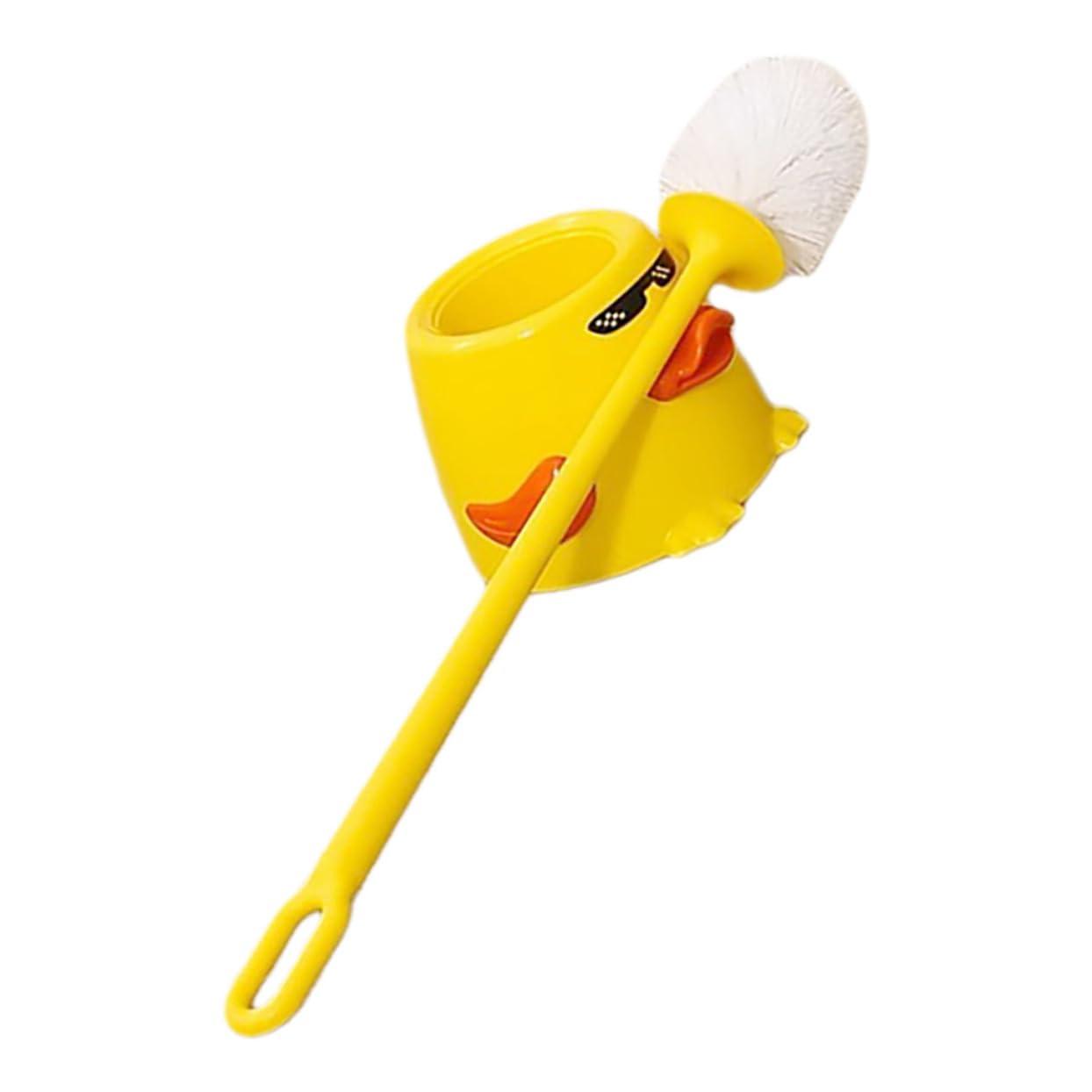 Brosse de toilette et support plastique canard jaune pour salle de bain