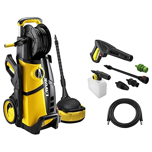 Lavor Hidrolimpiadora de Alta Presión LVR4 PLUS 160 WPS con Programas de Lavado, Enrollador de Manguera y Limpiador de Suelos, Presión max 160 bar, Caudal max 510 litros por hora, Motor 2500 Watt