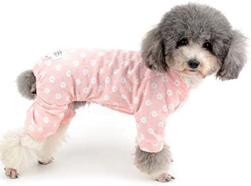 Zunea Small Dog Daisy Jumpsuit Pajamas Adorable Flowers Cotton Overalls Pjs Puppy Girl Sleeping Clothes Shirt with Pant Pet Doggie Cats Four Legs Pyjamas for All Season Pink M