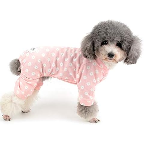 Zunea Small Dog Daisy Jumpsuit Pajamas Adorable Flowers Cotton Overalls Pjs Puppy Girl Sleeping Clothes Shirt with Pant Pet Doggie Cats Four Legs Pyjamas for All Season Pink S Cover