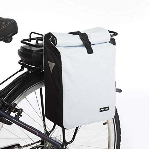 FISCHER Gepäckträgertasche, Fahrradtasche, wasserdicht, 18 Liter, weiß