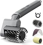 Electric Grill Brush 3-in-1 Kit – Cordless BBQ Cleaner with Reinforced Safe Metal Bristles – 2 Hours Runtime, Waterproof & Dishwasher Safe Removable Brushes for Deep Cleaning (Light Gray)