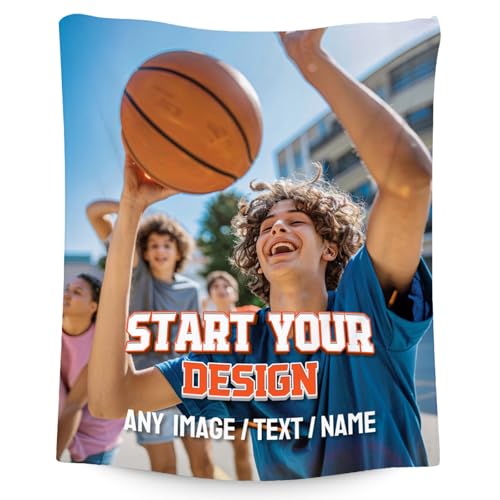 Personalized Photos Blanket - Custom Picture Blankets Gifts for Son Daughter - Cozy Fleece Throw for Couch, Office 4 Sizes