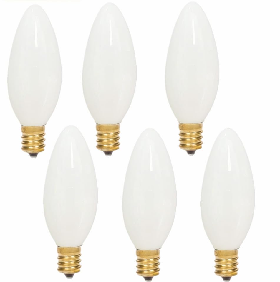 Frosted Flame Tip Chandelier Light Bulb?Lighting Candelabra Flame Tip Frosted Bulbs,E12 Candle Light Bulbs, 40W E12 Candelabra Base,Candle Light Bulbs for Chandeliers, Ceiling Fan Lights (6pack)
