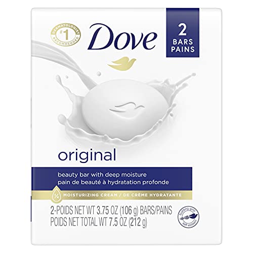 Dove Beauty Bar Gentle Skin Cleanser Moisturizing for Gentle Soft Skin Care Original Made With 1/4 Moisturizing Cream 3.75 oz, 2 Bars