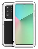 FONRES Tutto Il Corpo Custodia per Samsung Galaxy S20 Ultra 5G 6,9-Pollice, Love Mei Antiurto All'aperto Ibrido Metallo Antipolvere Cover con Vetro temperato, Supporta la Ricarica Wireless(Bianco)