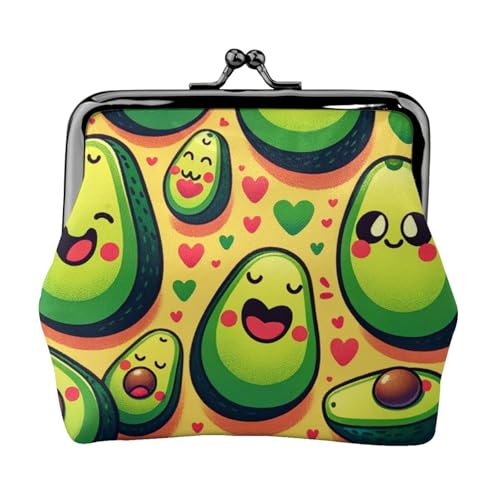 Pu Leather Buckle Coin Purse Cute-Love-Avocado Girls Kiss-Lock Change Purse Wallets