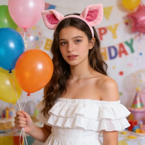 KBSICWO Schweineohren-Haarreif, Niedlich Rosa Schweinenohren-Haarband, Superweiches Tierohren Haarreif für Kinder Erwachsene Halloween Karneval Cosplay und Mottoparty