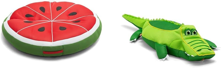 Big Joe 4ft Watermelon Fruit Slice Float and 4.5ft Alligator Pool Petz Float Bundle