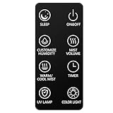 Zeova Remote Control for 13L/3.4Gal Ultrasonic Warm & Cool Mist Top Fill Humidifier (Black)