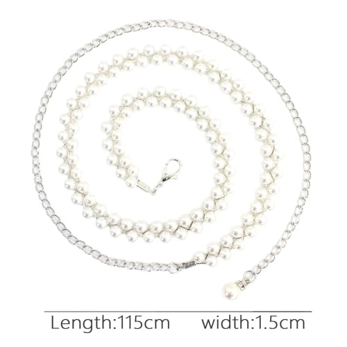 Pearl Belts for Formal Women Dress Pearl Waist Chain for Women Layered Waist Chain Belt Handmade Pearl Body Chain Charm Bridal Dresses Belt Adjustable Accessory for womenFashion Jewelry Gifts 6