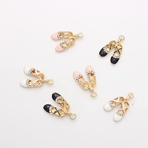 Yymsen 16Pcs Enamel Ballerina Girl Shoes Charm Gold Metal Enamel Pendant, Sparkling Ballet Shoes Pendant Jewelry Necklace Earrings Bracelet Craft Diy（Ballet Shoes） #TOP2