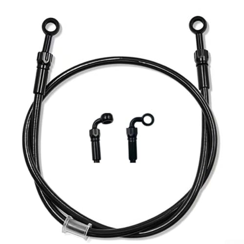 Jotekonoby - Jotekonoby Motorcycle Brake Hose with Aluminum Ends, Stainless Steel Hydraulic Brake Line, Black Cover Reinforced Cable for Motorbike Brake Oil Pipe(90cm)