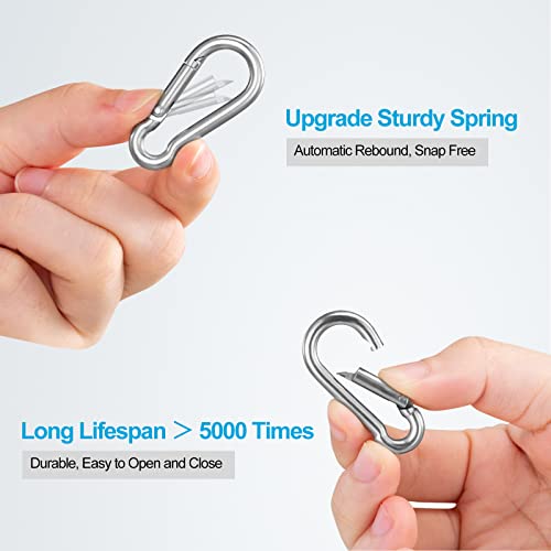 10Pcs Stainless Steel Carabiners Caribeener Clips, 1.57 Inch Small Caribeaner Spring Snap Hooks, Heavy Duty Keychain Clip, Qick Link For Keys/Water Bottle/Pet Tags/Feeders/Flag Rigging/Hiking/Camping #TOP4