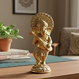 AGKZNTQP Golden Ganesha with Veena Resin Statue – Home and Office Décor – Ideal Gift for Housewarming, Festivals, Celebrations, and New Beginnings.